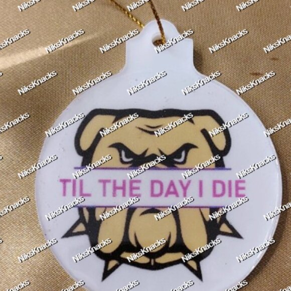 Purple and Gold Holiday Ornament Set – Boots, Bruhs & Iconic Phrase - Picture 4 of 13